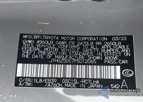 2023 Lexus Rc 350 F Sport from USA, damaged, VIN JTHGZ5DC7P5012065